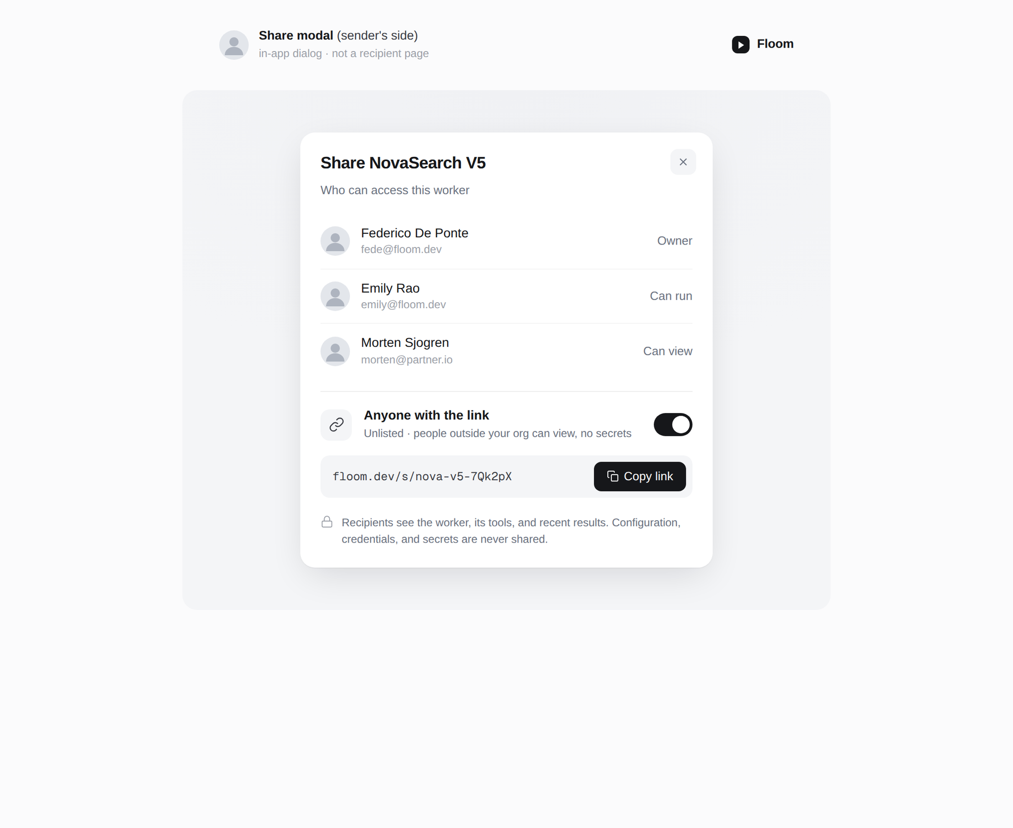 Share modal v3